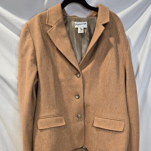 Pendleton Wool Blazer Mens Size 18 Gray Orange Button-up Lined Pockets Chest 44